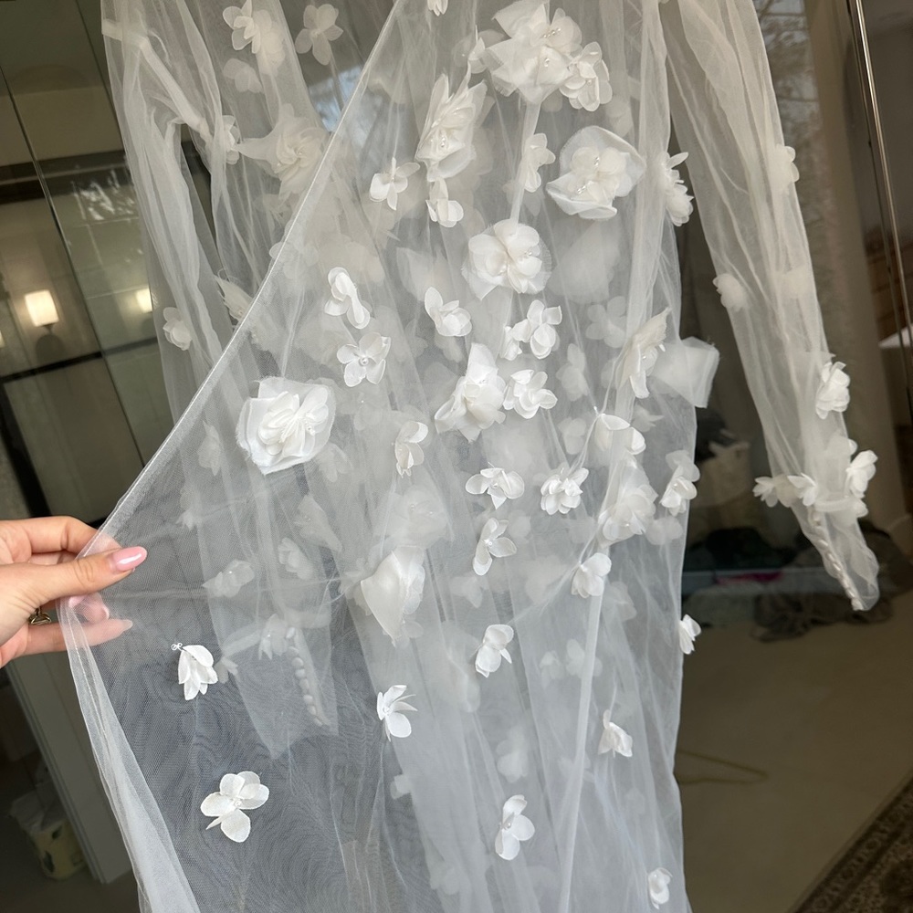 Custom Bridal Robe with 3D Flowers - Picture 5 of 6